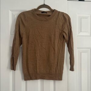 J. Crew Women's Tan Crew Neck 3/4 Sleeve Merino Sweater